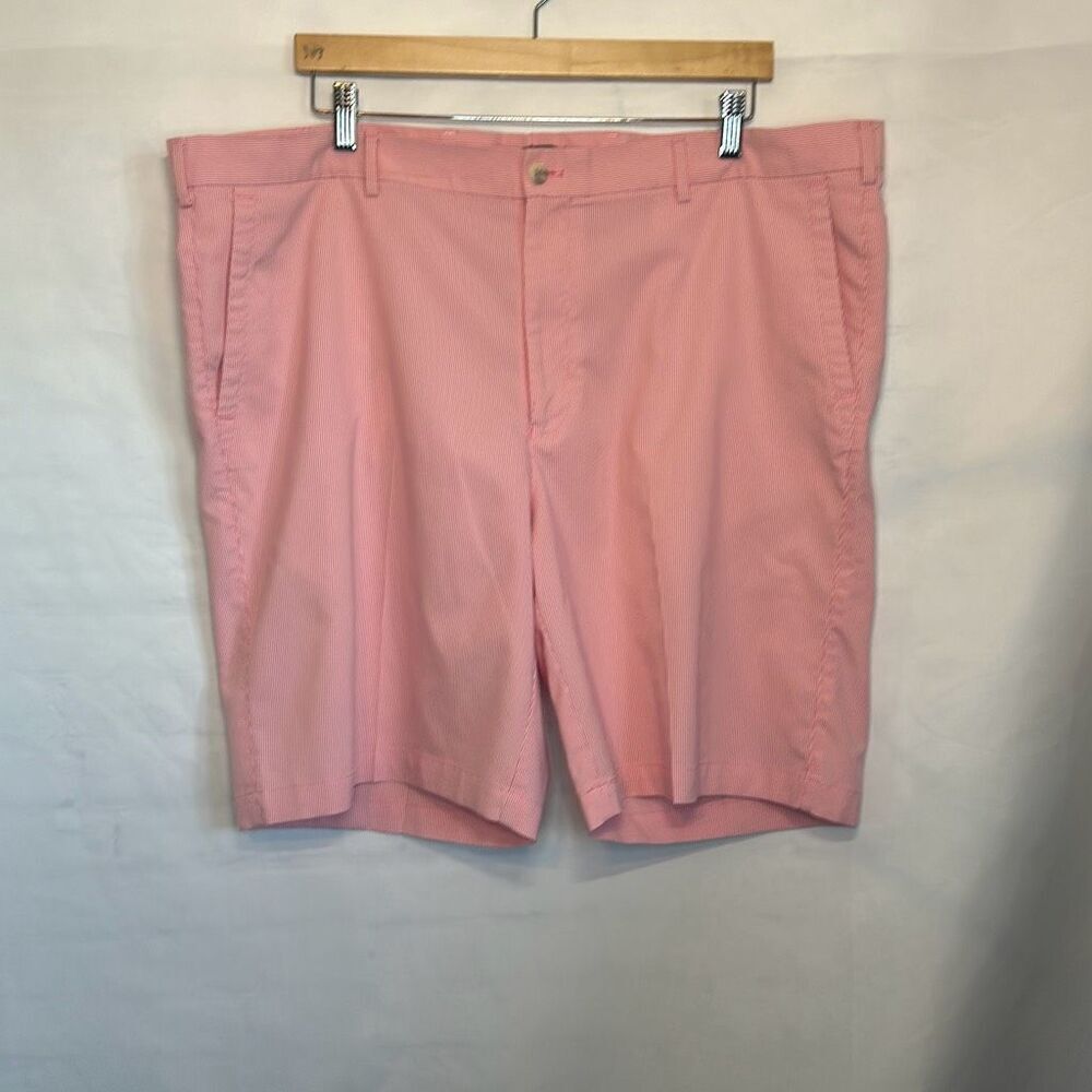 Peter Millar Mens Performance‎ Golf Shorts Guava White Striped Size 42 LOOK
